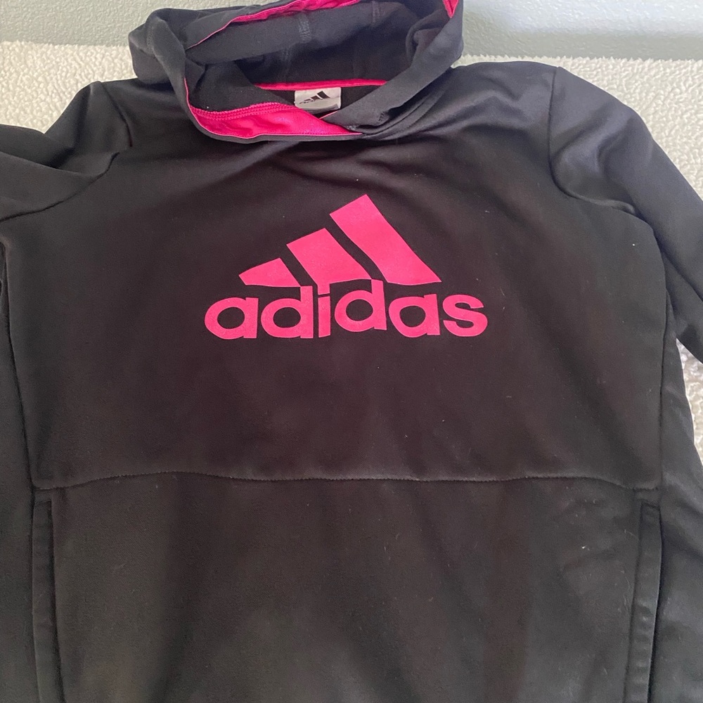 Adidas black with pink hoodie large